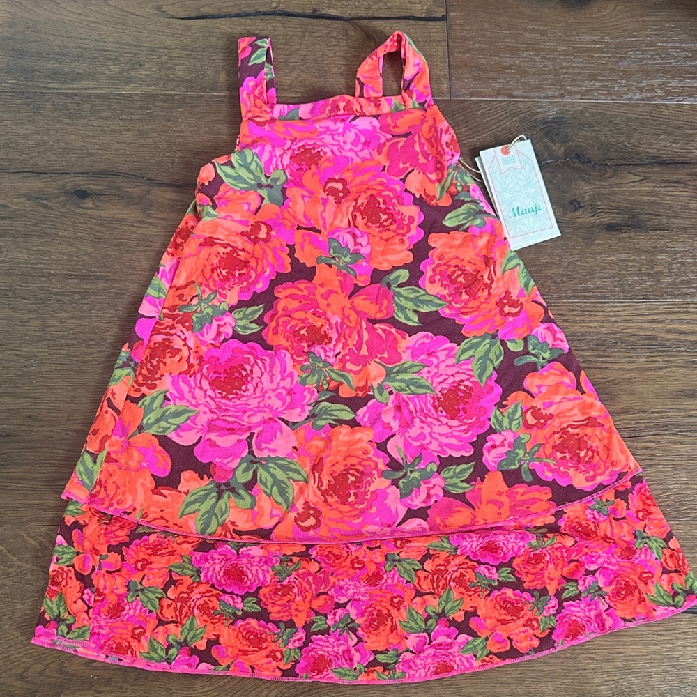Maaji Pink Sundress Sleeveless Square Neck Resort Wear